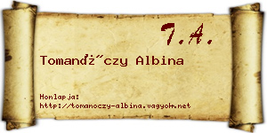 Tomanóczy Albina névjegykártya